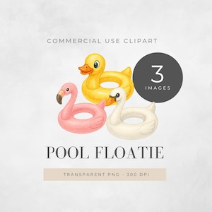 Pool Floatie Clipart, Summer Party Graphics, Cute Watercolor Designs, Digital Download for Birthday Invites, Kids Birthday Decor, PNG