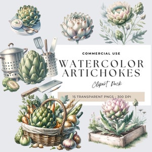 Artichoke Clipart,  Watercolor Artichoke, Healthy Food, Vegetables Png, A Transparent Background, Card Making, Vegetable Printable, Instant