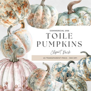 Imágenes prediseñadas de calabazas de Toile, calabaza de Toile png, paquete de imágenes prediseñadas de otoño, impresión de Toile De Joy, calabaza de Acción de Gracias, otoño de Damasco, imágenes prediseñadas vintage