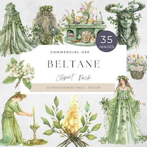 Mabon Clipart, Beltane Clipart, Watercolor Pagan Art, Wiccan Maypole Graphics, Digital Download, Goddess Celebration PNGs, Celebration, PNG