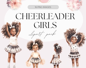 Schwarze Mädchen Cheerleader Clipart | Afroamerikanische Cheerleader, Pom Pom (PNG)