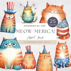 Fête de l&#39;indépendance chat PNG, Clipart chat patriotique mignon, 4 juillet Sublimation Design pour les amoureux des chats, drapeau des Etats-Unis, Amérique, drôle, original, mignon