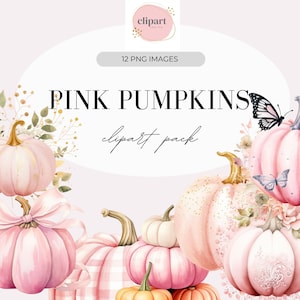 Aquarel pompoen clipart roze | Thanksgiving bloemenpompoen png | Herfst herfst clipart | Roze pompoenclipart | Herfst herfst bloemen bladeren