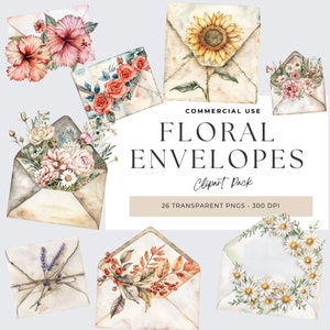 Imágenes Prediseñadas de sobres florales, imágenes prediseñadas de sobres con flores, imágenes prediseñadas de correo, imágenes prediseñadas de letras, sellos de sobres, diario basura, artesanía de papel png