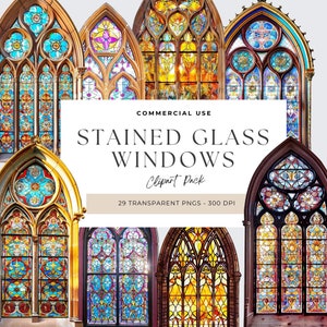 Stained Glass Window Clipart, Church Stained Glass png, Best Stained Glass Windows Clipart Bundle, Stained Glass Png, Fantasy Window