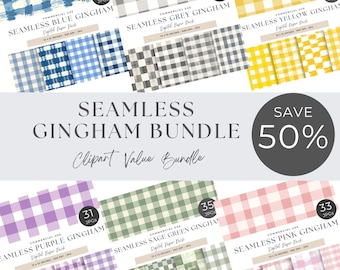 Gingham Plaid Digital Paper Bundle, Seamless Patterns (JPG)