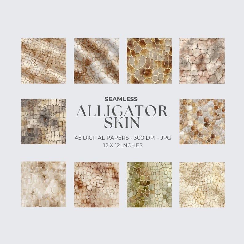 Alligator Seamless Pattern, Digital Paper for Scrapbooking, Printable ...