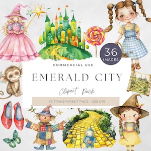 Emerald City clipart, Wizard of Oz digitale download, sprookje graphics, png-bestanden voor crafting & decor, kinderfeestjes, fantasy art