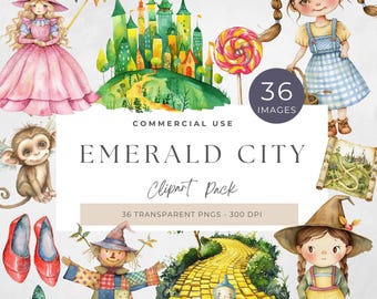 Emerald City Clipart, Wizard of Oz Digital Download, Fairy Tale Graphics, PNG Files for Crafting & Decor, Kids Parties, Fantasy Art