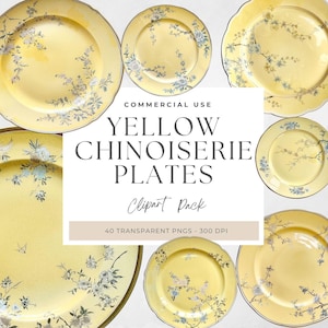 Prato Chinoiserie PNG Clipart de aquarela, louça vintage azul e branca, design floral asiático, download digital para scrapbooking e artesanato