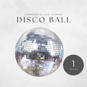 Aquarell Disco Ball Clipart, Silber, Retro, Party und Neujahr Feier Grafik, digitaler Download, transparenter Png, Sofort Download