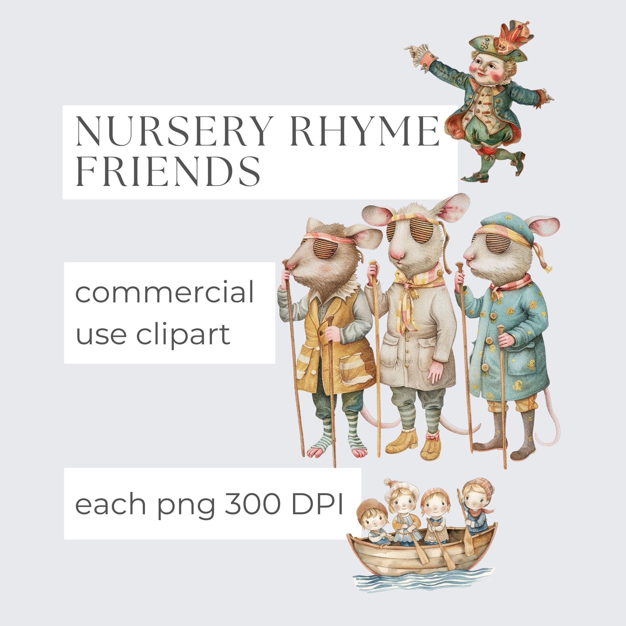 Watercolor Nursery Rhyme Clipart, Digital Download, Nursery Decor ...