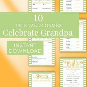 Grandpa Printable Party Game Bundle, Grandfather Gift, Grandpa Would You Rather, Family Brunch Ideas, Fun Games for Grandpa