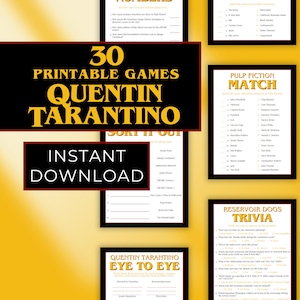Quentin Tarantino Printable Party Games Bundle, Pulp Fiction, Kill Bill, Reservoir Dogs, Jackie Brown, The Hateful Eight, Django Unchained