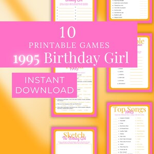 30th Birthday Printable Party Game Bundle, Birthday Girl Gift, 1995 Trivia, Would You Rather, Fun Games for Girls