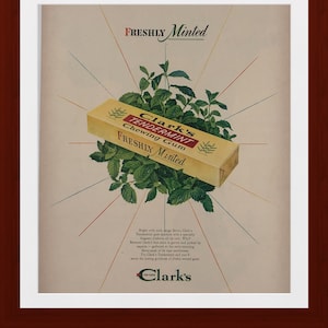 Clark’s Candy Gum 1947 Vintage Advertisement Kitchen Decor Home Decor Original Advertisement Wall Art Collectible Mid Century Food Art