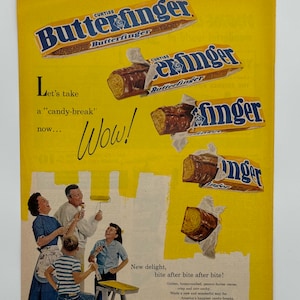 1961 Butterfinger Candy Ad: Mid-Century Kitchen Wall Art
