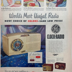 GE Radio Vintage Ad: 1950s Mid Century Kitchen Decor