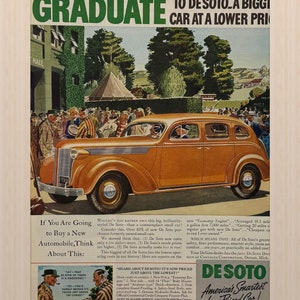 1937 DeSoto Car Ad: Original Vintage Advertisement Wall Art