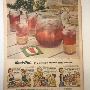 Koolaid Vintage Advertisement 1950’s Kitchen Decor Home Decor Original Advertisement Wall Art Collectible Mid Century Bar Decor