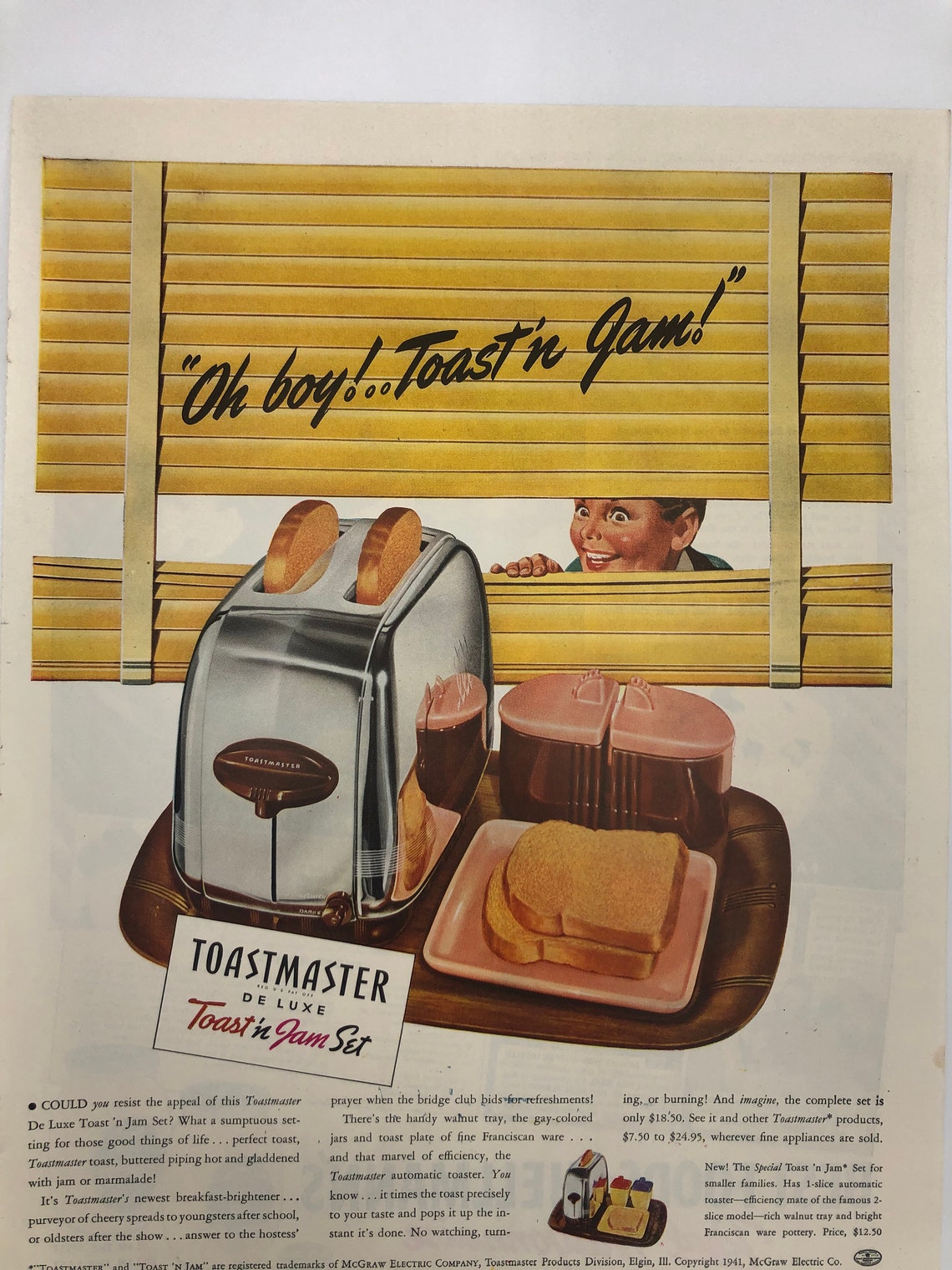 Toastmaster Toaster Ad: 1940s Mid Century Kitchen Decor - Etsy