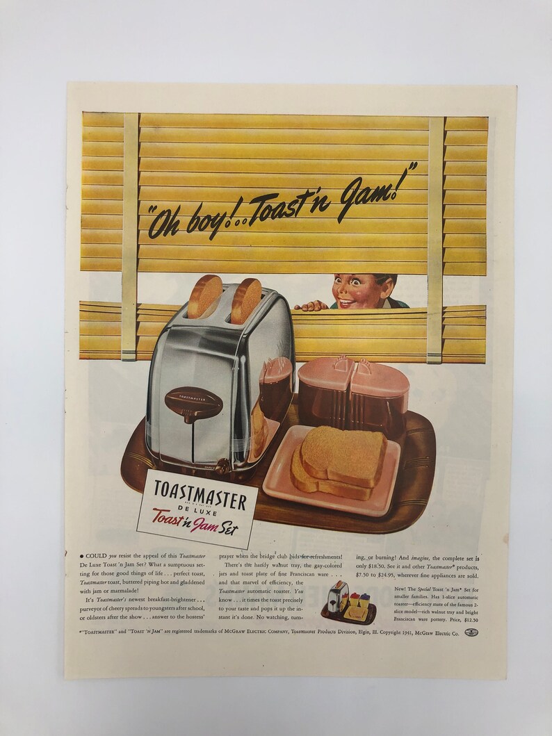 Toastmaster Toaster Ad: 1940s Mid Century Kitchen Decor - Etsy