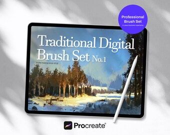 スケッチ、イラスト、ペイント用の伝統的な Procreate ブラシ セット