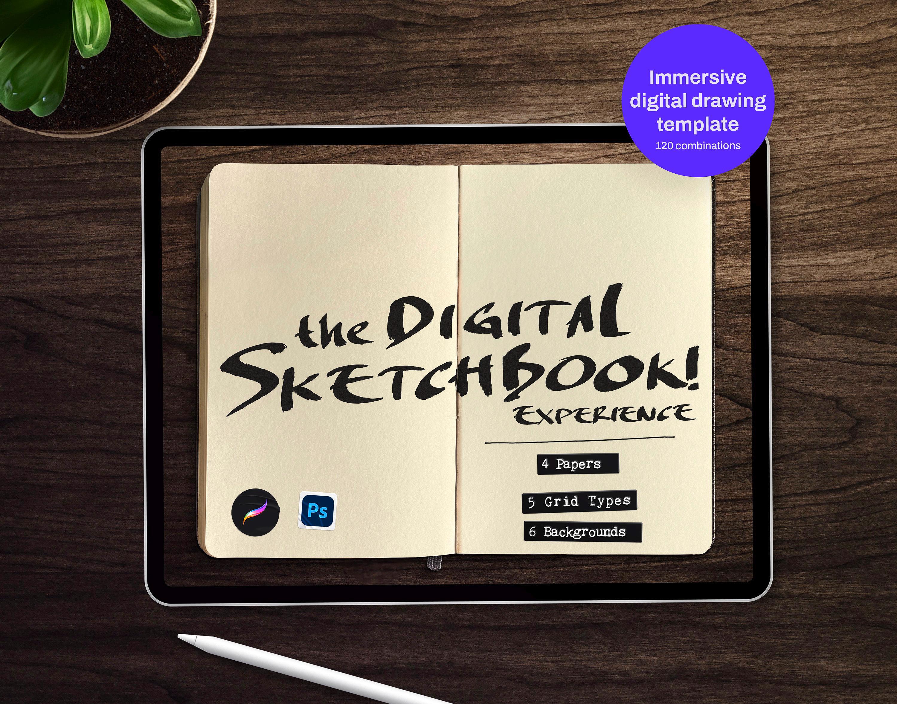 The Digital Sketchbook | Procreate & Photoshop Template Pack with Paper, Grids & Background Textures - Image 1