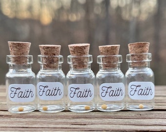 Mustard Seed Faith Jars | Set of 5 | Christian Decor | Modern Christian Decor | Faith As Small As A Mustard Seed | God Promises Jar