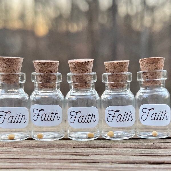 Mustard Seed Faith Jars | Set of 5 | Christian Decor | Modern Christian Decor | Faith As Small As A Mustard Seed | God Promises Jar