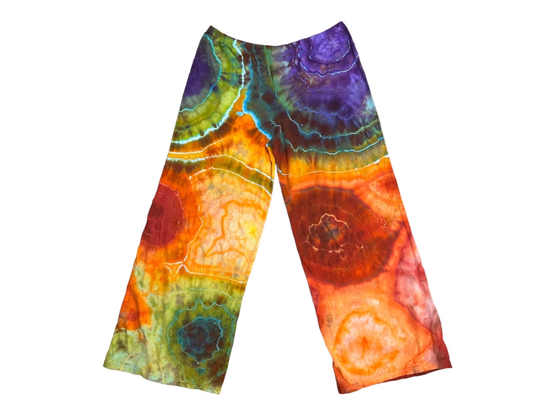 Tiedye Lounge Pants Handdyed Geode Pants Rainbow Ice Dyed Etsy Canada