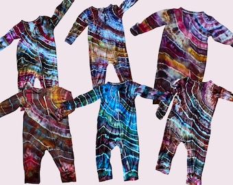 Custom Tie-Dye Bamboo Romper for Boho Babies, Hand-Dyed Gender Neutral Gift, Baby Shower Apparel, 0-24 Months