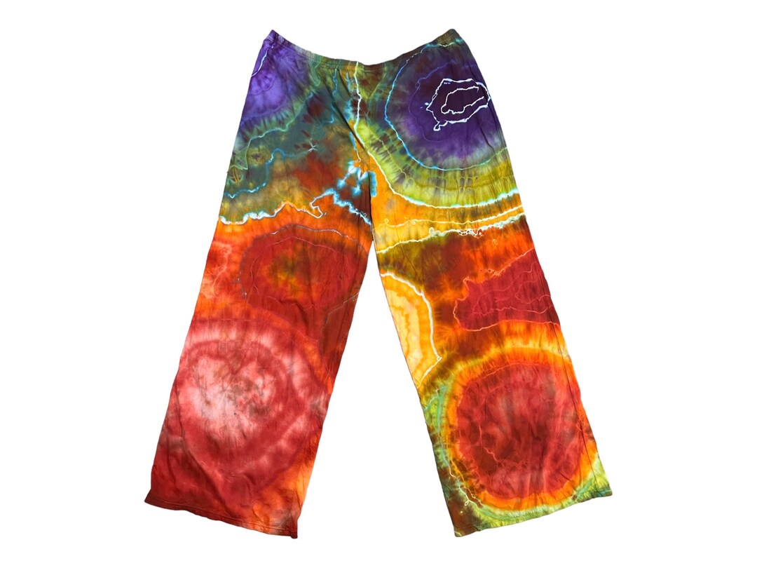 Tiedye Lounge Pants Handdyed Geode Pants Rainbow Ice Dyed Etsy Canada