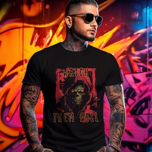 Watch Them Fall Zombie Graphic T-Shirt, Unisex Halloween Horror Tee, Scary Artwork Design