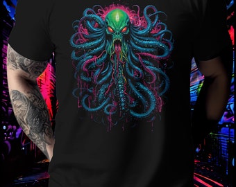 Colorful Octopus T-Shirt, Vibrant Sea Creature Tee, Unisex Adult Ocean Life Shirt, Unique Aquatic Animal Graphic