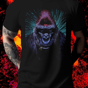 Unique Gorilla Graphic Tee - Wildlife Art T-Shirt, Hand-Drawn Style Animal Shirt, Nature Lover Gift, Unisex Adult Clothing