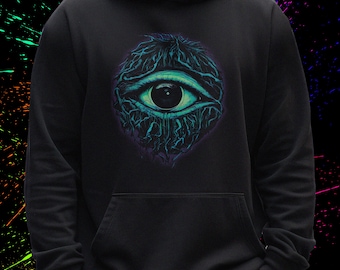 bluza z kapturem monster eye, bluza z kapturem creepy observer, prezent dla fanów horrorów, prezent dla fanów filmów o potworach
