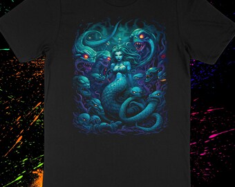 Mystical Mermaid Graphic Tee, Ocean Fantasy Siren T-Shirt, Mythical Creature Art, Unique Women's Apparel
