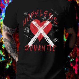 Hopeless Romantic Grunge Heart T-Shirt, Bold Red Love Graphic Tee, Unisex Casual Streetwear