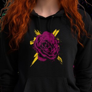 drippy rose hoodie, graffiti flower hooded sweatshirt, street paint sweater, floral top hoodie, skatepark Hooded Sweater