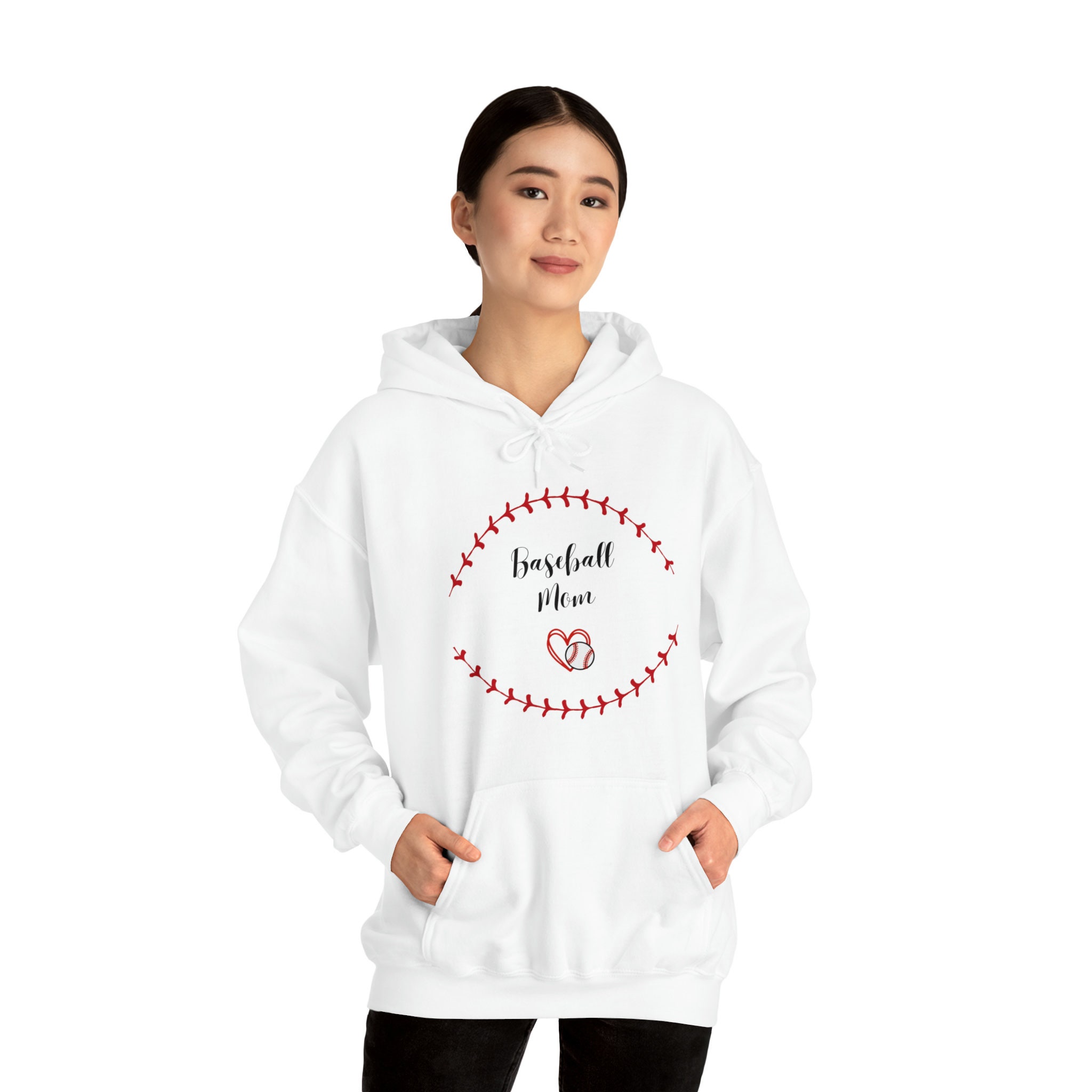 Women's Baseball Print Hoodie - Lace Up V Neck Pullover Sweatshirt With Pocket - View #5