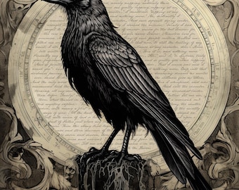 The Raven 11x14 Digital Print, Nevermore, Poe inspired print