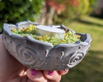 Spell Bowl Candle Holder – Witchy Altar Decor, Ritual Candle Holder, Wiccan Offering Bowl