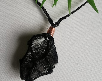 Raw black tourmaline necklace - crystal necklace - rough black tourmaline pendant - black tourmaline crystal necklace -