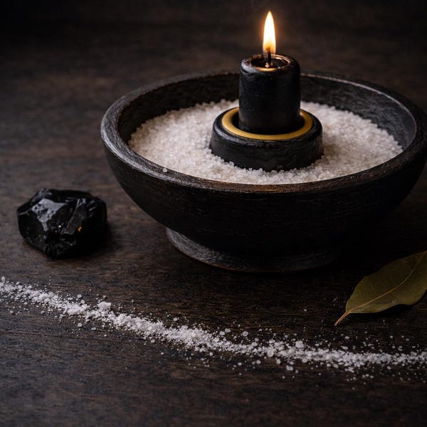 Protection Ritual Bowl for Salt & Candle Spells – Black Altar Bowl for Home Warding, Handmade Witchcraft Tool Handmade Altar Crafted