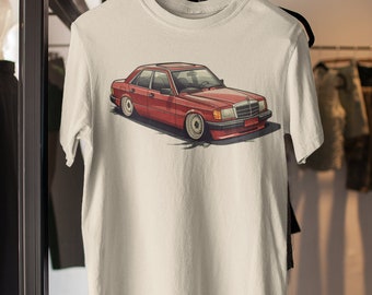 T-shirt de dessin animé Mercedes 190 Classic Car : l'élégance vintage ravivée !