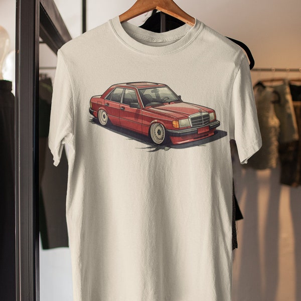 Cartoon Mercedes 190 Classic Car T-Shirt: Vintage Elegance Revived!