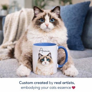 Multiple Cat Portrait Mug | 12 Colors | Custom Pet Mom | Personalized From Photo
