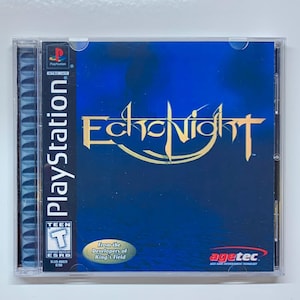 May include: PlayStation game case with a blue background and gold lettering for the game "EchoNight". The case has a "Teen" rating from the ESRB and a logo for "agetec". The text "From the Developers of King's Field" is also on the case.