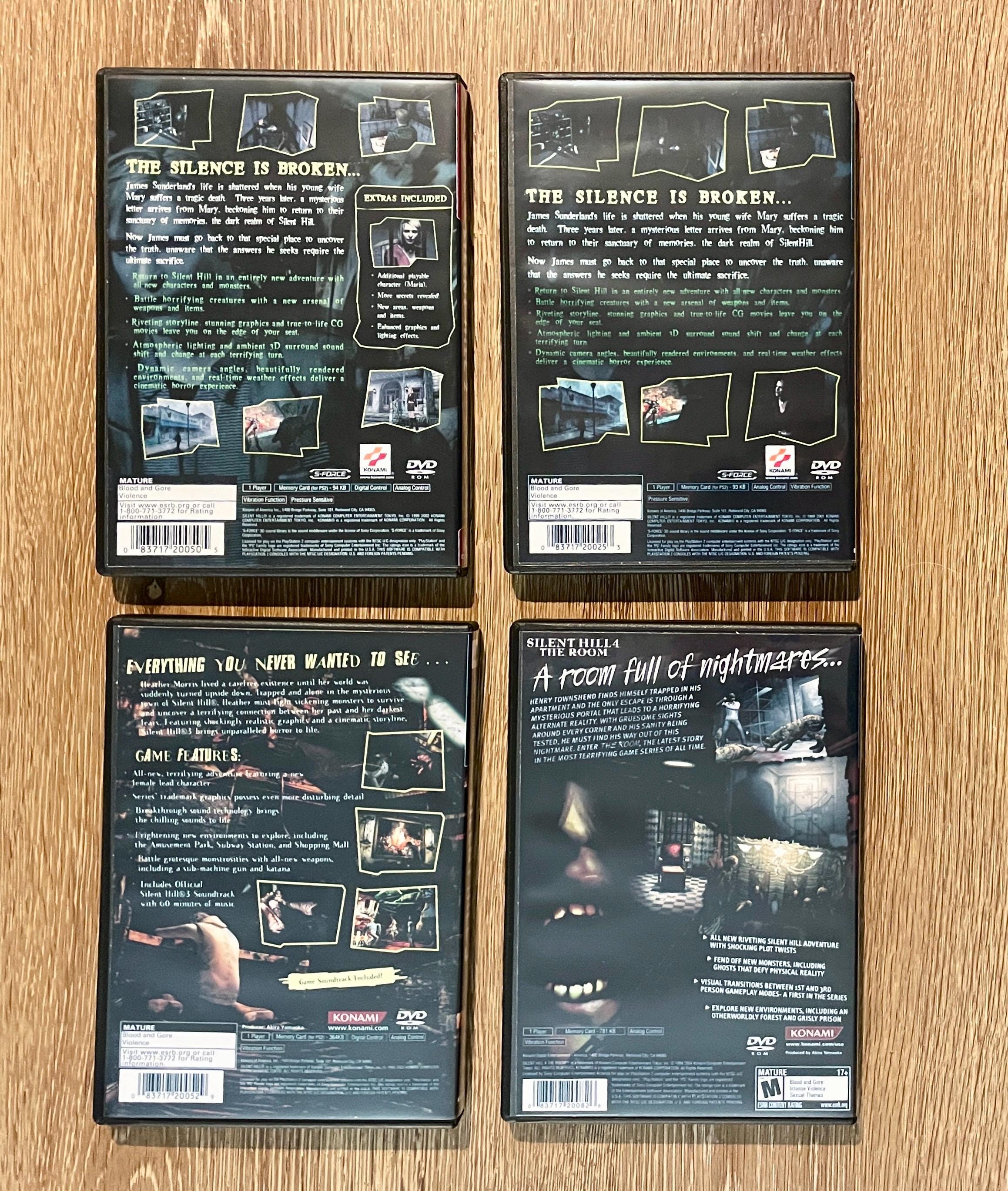 Silent Hill 2, 3, 4 - New Replacement Black DVD Game Case Only